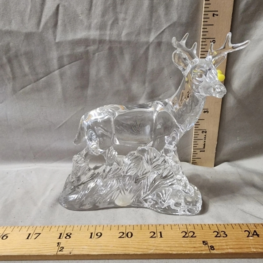 Vintage Lead Crystal Glass Deer Stag Statue Figurine Flawless Shape